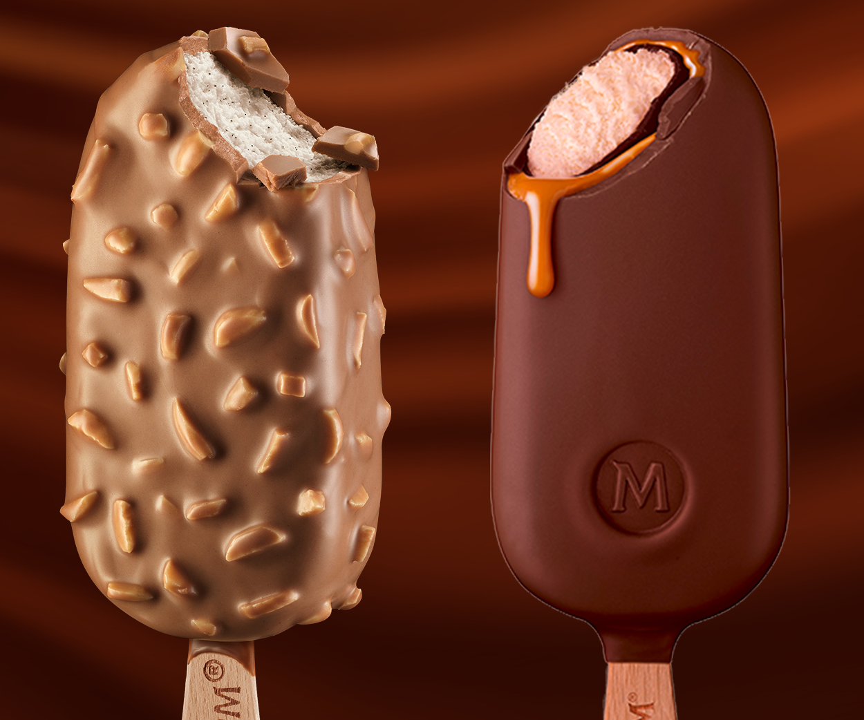 magnum almond and double caramel bars from wholesale distributor transcold distribution