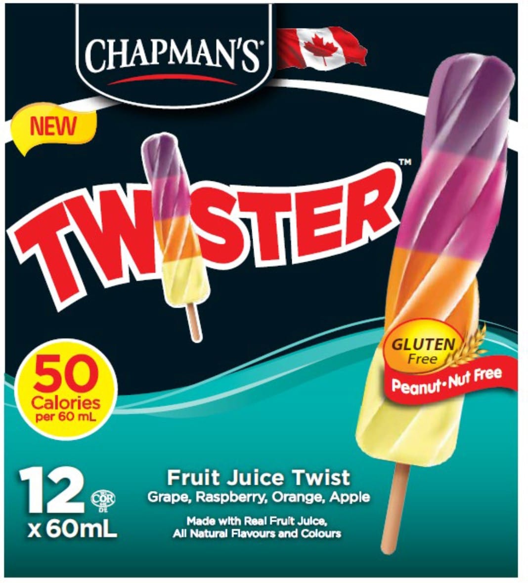 Chapman's Fruit Juice water ice peanut free twister