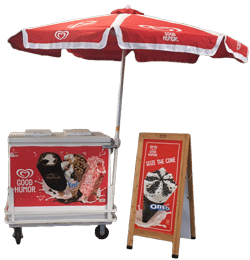 Distribution service of ice cream and freezer cart to special events